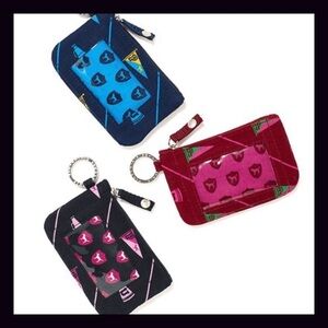 Victoria’s Secret PINK Burgendy, Blue & Black ID Holder Coin Pouch Keychains